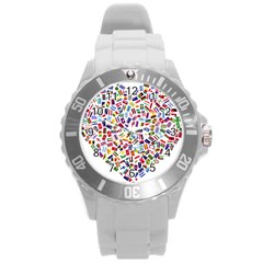 Heart Flags Countries United Unity Round Plastic Sport Watch (l)