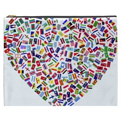 Heart Flags Countries United Unity Cosmetic Bag (xxxl) by Sapixe