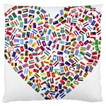 Heart Flags Countries United Unity Large Flano Cushion Case (One Side) Front