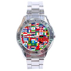 Flags Countries International Stainless Steel Analogue Watch by Sapixe