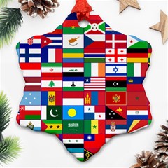 Flags Countries International Snowflake Ornament (two Sides) by Sapixe