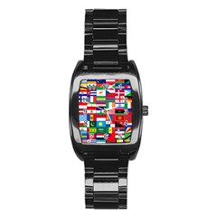 Flags Countries International Stainless Steel Barrel Watch by Sapixe