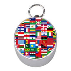 Flags Countries International Mini Silver Compasses by Sapixe