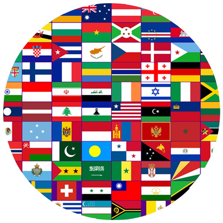 Flags Countries International Wooden Puzzle Round