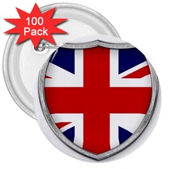 Flag Union Jack Uk British Symbol 3  Buttons (100 Pack)  by Sapixe