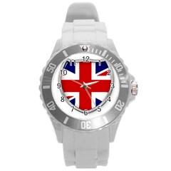 Flag Union Jack Uk British Symbol Round Plastic Sport Watch (l) by Sapixe