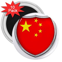 Flag China Country Nation Asia 3  Magnets (10 Pack)  by Sapixe