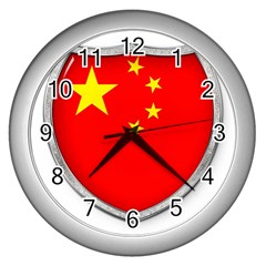 Flag China Country Nation Asia Wall Clock (silver) by Sapixe