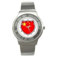 Flag China Country Nation Asia Stainless Steel Watch by Sapixe