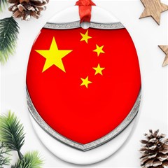 Flag China Country Nation Asia Oval Ornament (two Sides) by Sapixe