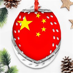 Flag China Country Nation Asia Ornament (oval Filigree) by Sapixe