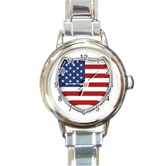 Flag Usa America American National Round Italian Charm Watch by Sapixe