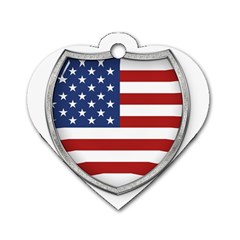 Flag Usa America American National Dog Tag Heart (one Side) by Sapixe