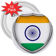 Flag India Nation Country Banner 3  Buttons (10 Pack)  by Sapixe