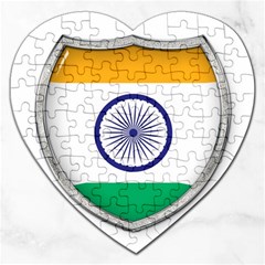 Flag India Nation Country Banner Jigsaw Puzzle (heart) by Sapixe