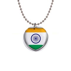 Flag India Nation Country Banner 1  Button Necklace by Sapixe