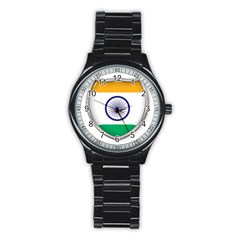 Flag India Nation Country Banner Stainless Steel Round Watch by Sapixe