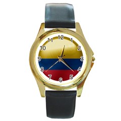 Colombia Flag Country National Round Gold Metal Watch by Sapixe