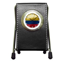 Colombia Flag Country National Pen Holder Desk Clock