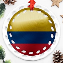 Colombia Flag Country National Round Filigree Ornament (two Sides) by Sapixe