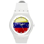 Venezuela Flag Country Nation Round Plastic Sport Watch (M) Front