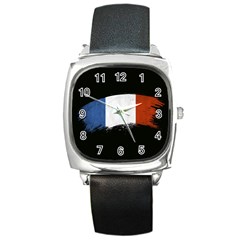 Flag France Flags French Country Square Metal Watch by Sapixe