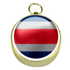 Costa Rica Flag Country Symbol Gold Compasses by Sapixe