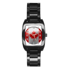 Canada Flag Country Symbol Nation Stainless Steel Barrel Watch by Sapixe