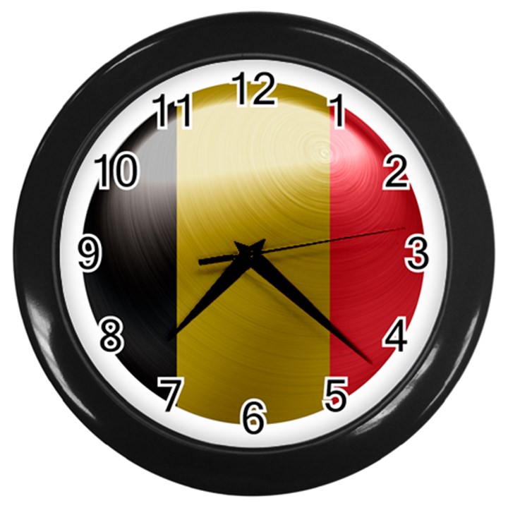 Belgium Flag Country Europe Wall Clock (Black)