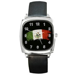 Flag Mexico Country National Square Metal Watch