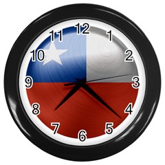 Chile Flag Country Chilean Wall Clock (black) by Sapixe