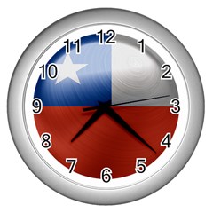 Chile Flag Country Chilean Wall Clock (silver) by Sapixe