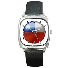 Chile Flag Country Chilean Square Metal Watch by Sapixe