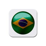 Brazil Flag Country Symbol Rubber Square Coaster (4 pack)  Front