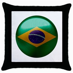 Brazil Flag Country Symbol Throw Pillow Case (black) by Sapixe