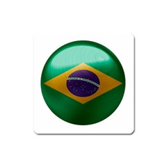 Brazil Flag Country Symbol Square Magnet by Sapixe