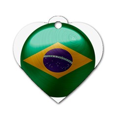 Brazil Flag Country Symbol Dog Tag Heart (two Sides) by Sapixe