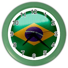 Brazil Flag Country Symbol Color Wall Clock by Sapixe