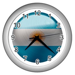 Argentina Flag Country Nation Wall Clock (silver) by Sapixe