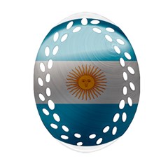 Argentina Flag Country Nation Oval Filigree Ornament (two Sides) by Sapixe