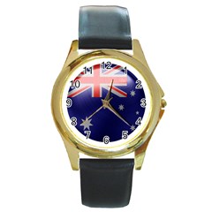 Australia Flag Country National Round Gold Metal Watch by Sapixe