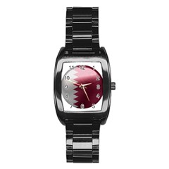 Qatar Flag Country Nation National Stainless Steel Barrel Watch by Sapixe