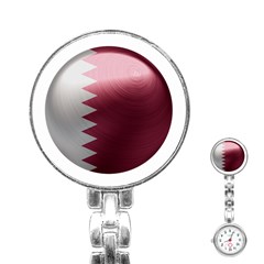 Qatar Flag Country Nation National Stainless Steel Nurses Watch by Sapixe