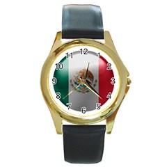 Mexico Flag Country National Round Gold Metal Watch by Sapixe