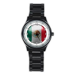 Mexico Flag Country National Stainless Steel Round Watch