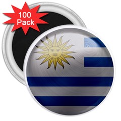 Uruguay Flag Country Symbol Nation 3  Magnets (100 Pack) by Sapixe