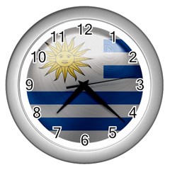 Uruguay Flag Country Symbol Nation Wall Clock (silver) by Sapixe