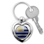 Uruguay Flag Country Symbol Nation Key Chain (Heart) Front