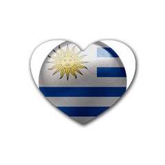 Uruguay Flag Country Symbol Nation Rubber Coaster (heart)  by Sapixe