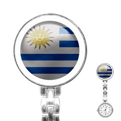 Uruguay Flag Country Symbol Nation Stainless Steel Nurses Watch by Sapixe